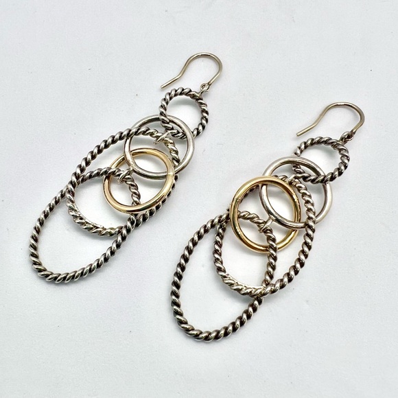 David Yurman Mobile Chain Dangle Earrings With Gold - Picture 4 of 6